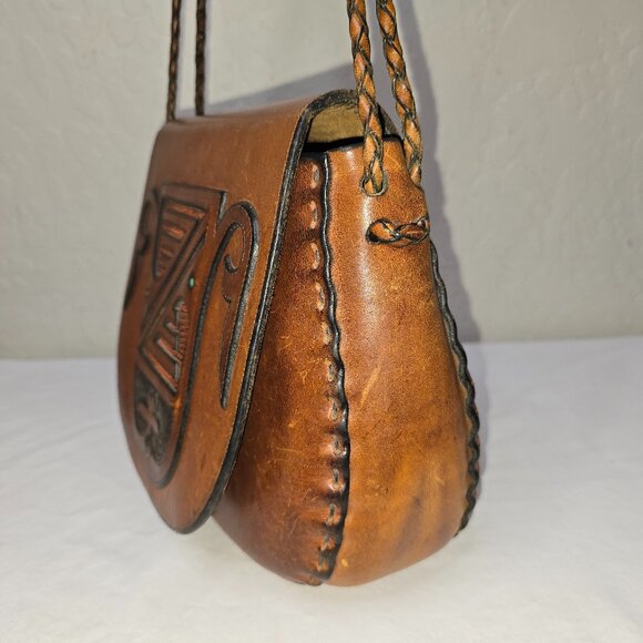 VTG 70s WYLY’S Leather Saddle Bag RUNWAY Gypsy Boho Festival Shoulder Bag Purse - Picture 3 of 10